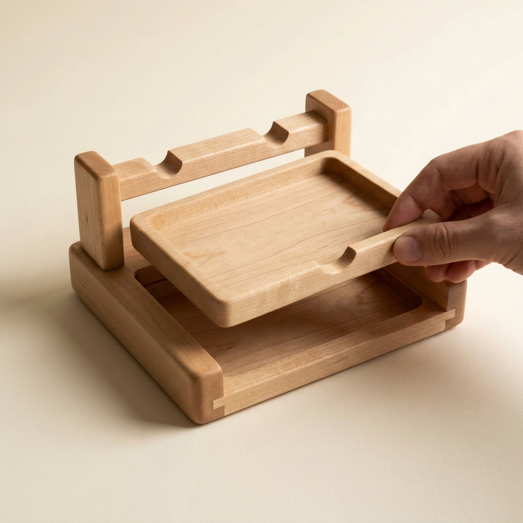 RowanKeel Wooden Drip-Tray Stand | Heat-Proof Wooden Stand with Integrated Wax Catcher