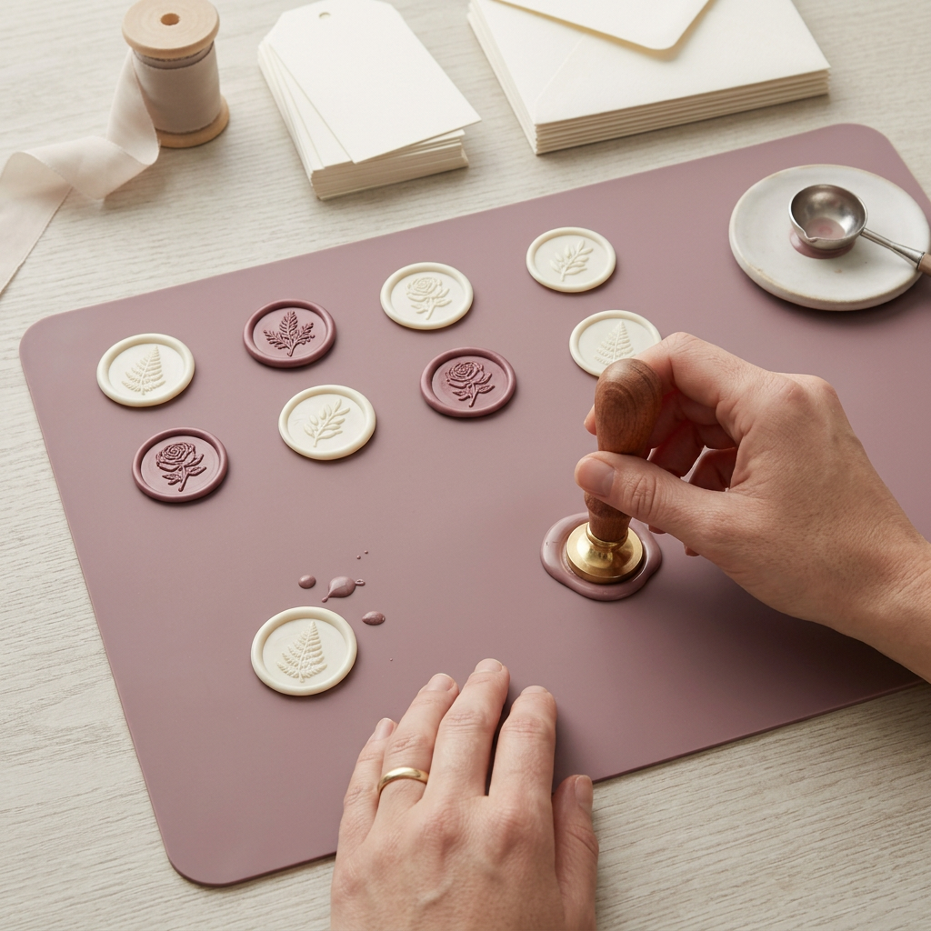 RowanKeel RowanKeel Large Silicone Demold Work Mat | Batch-Sealing Release Mat for Multi-Seal Projects — a quiet moment at the maker's desk