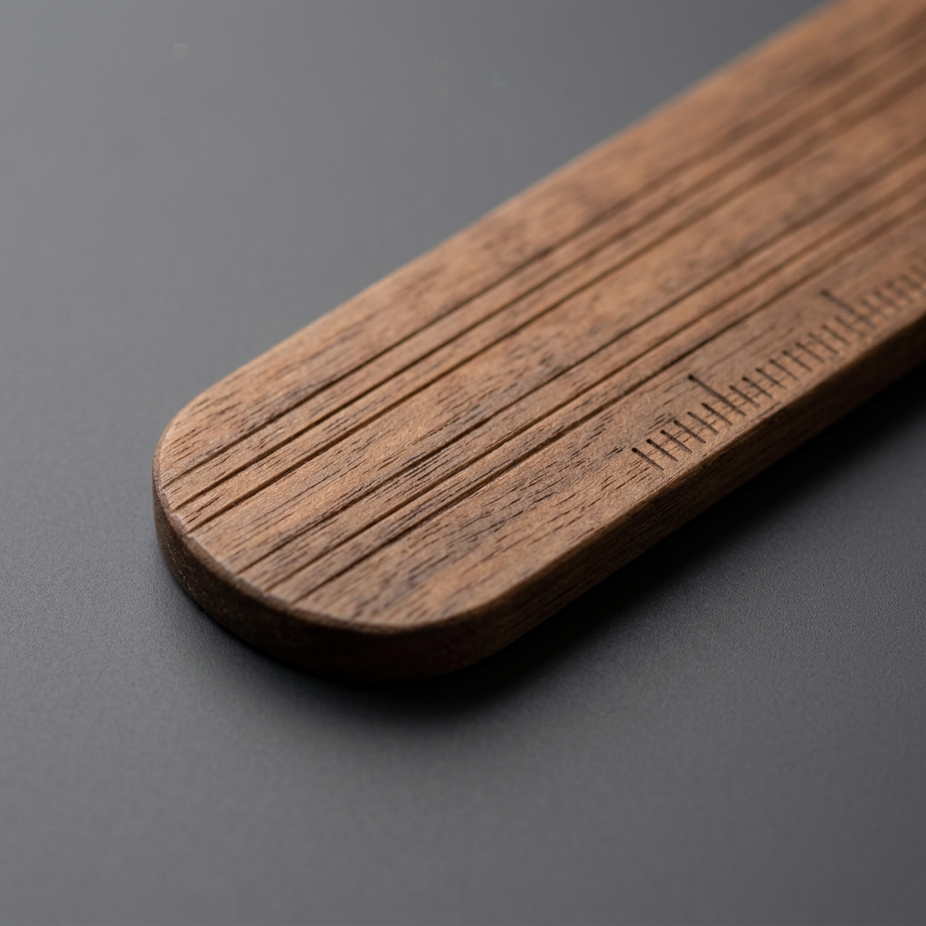 RowanKeel Calligraphy Line-Guide & Seal Ruler | Vintage Wooden Ruler with Wax Seal Circle Guides
