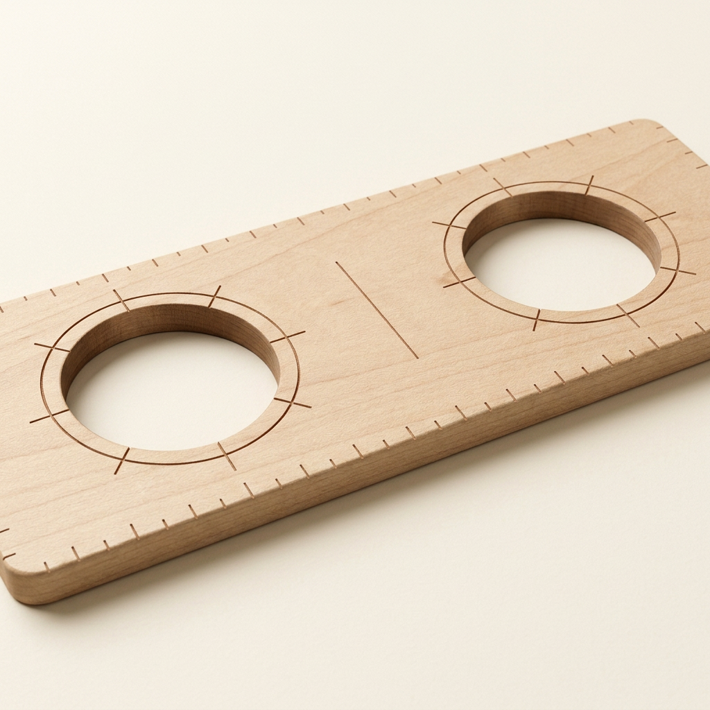 RowanKeel Dual-Stamp Centering Ruler | Wooden Guide Card for Symmetrical Two-Seal Layouts