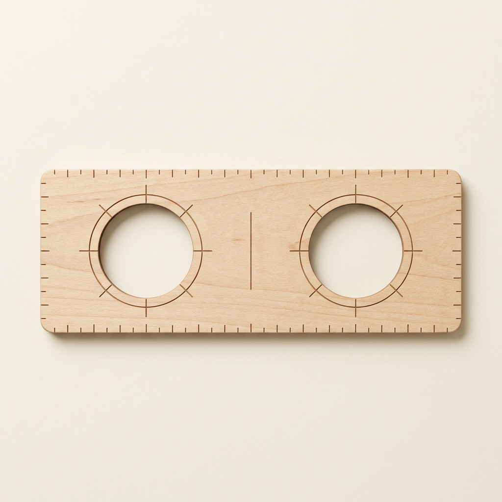 RowanKeel Dual-Stamp Centering Ruler | Wooden Guide Card for Symmetrical Two-Seal Layouts