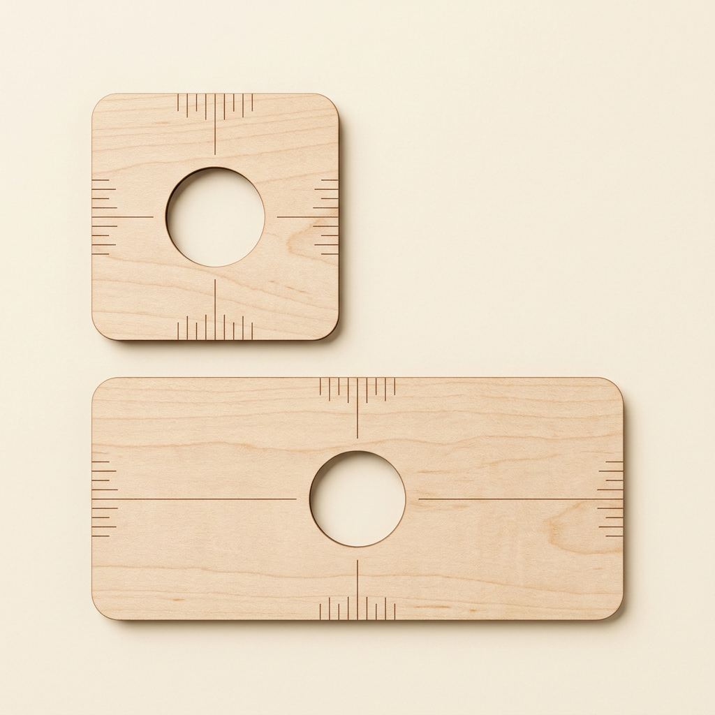 RowanKeel Wooden Positioning Ruler Starter Set | 2-Piece & 4-Piece Wax Seal Guide Card Bundle