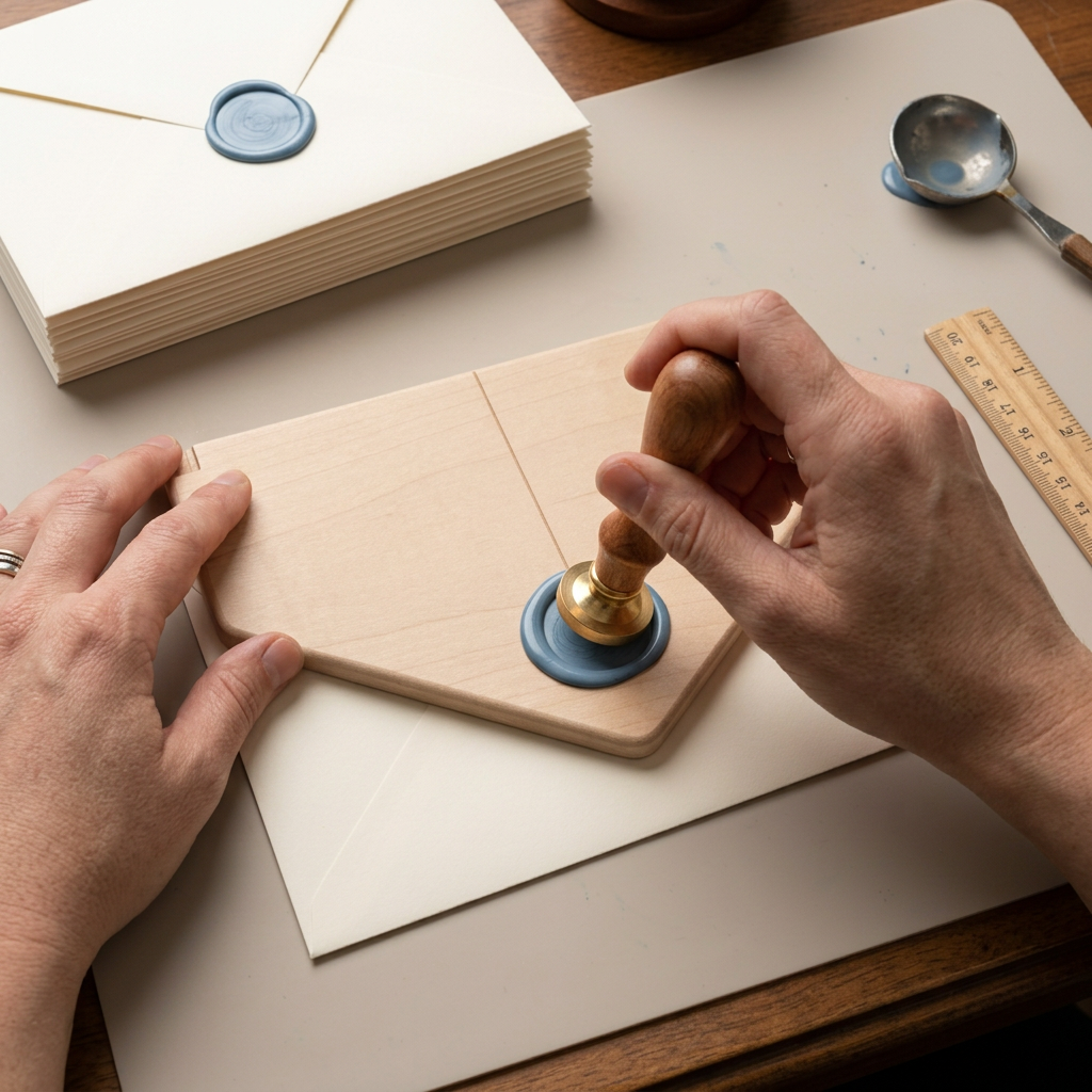 RowanKeel Envelope Centering Ruler | Wooden Template Card to Position Seals on the Flap
