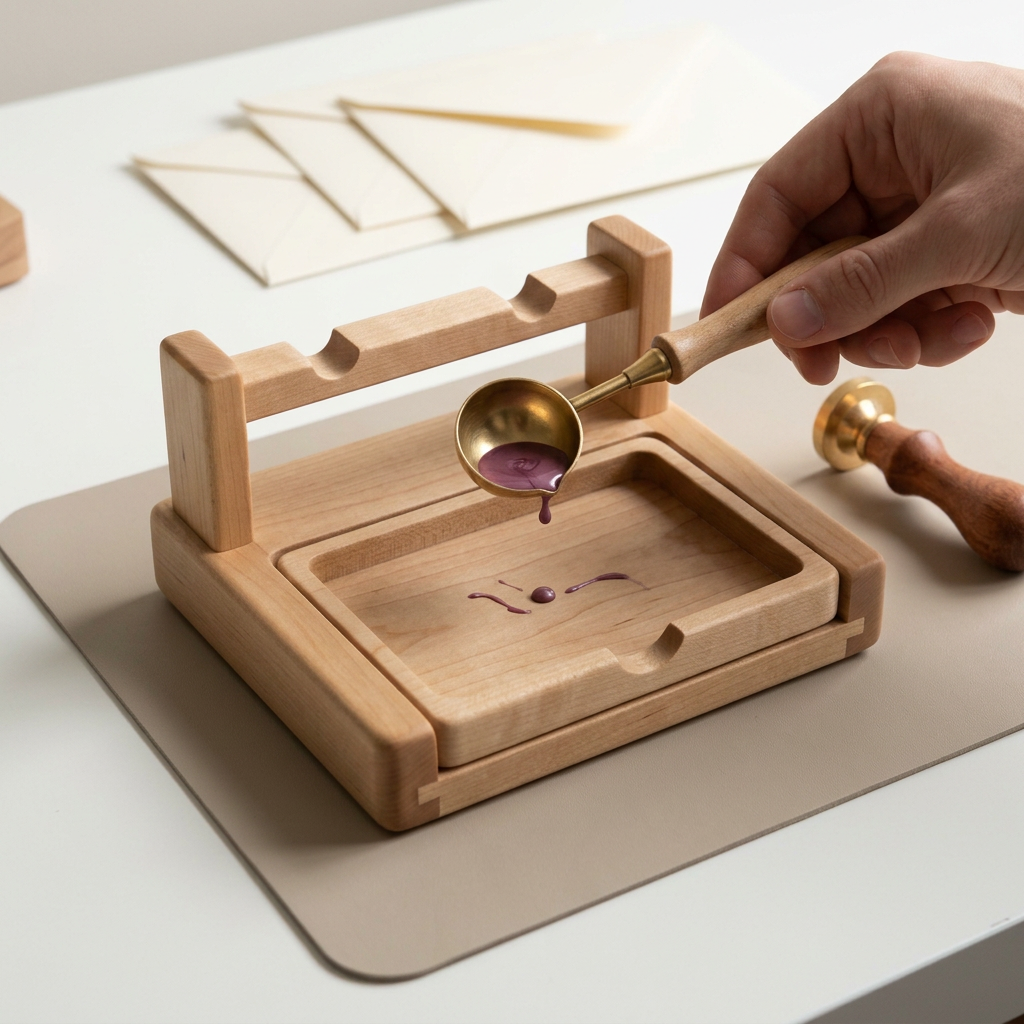 RowanKeel Wooden Drip-Tray Stand | Heat-Proof Wooden Stand with Integrated Wax Catcher