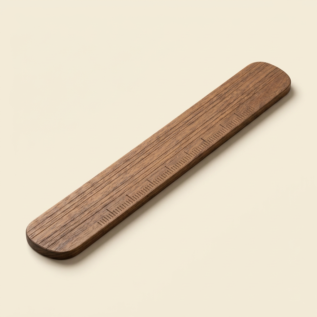 RowanKeel Calligraphy Line-Guide & Seal Ruler | Vintage Wooden Ruler with Wax Seal Circle Guides